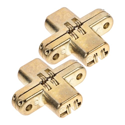 HOLIDYOYO 2pcs Zinc Alloy Thickened Silent Hidden Hinges Mute Cross Invisible Table Door Loose-Leaf Hardware for Cabinet and Furniture Installation