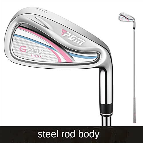 Pink Lady'S Golf Iron 7 Carbon Steel Shaft L Flex Stainless Steel Head Lie 62.5 Loft 34 con Cubierta Elegante diseñada para la precisión y la Comodidad de Las Mujeres en el Campo