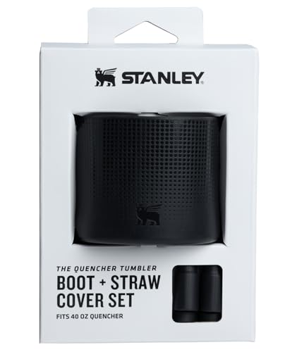 STANLEY Quencher Boot and Straw Cover Cap | Anti-Slip Silicone Protector for 40 oz Tumbler with Handle | Accessory Set for Stainless Steel Drinking Cup | BPA-Free | Black