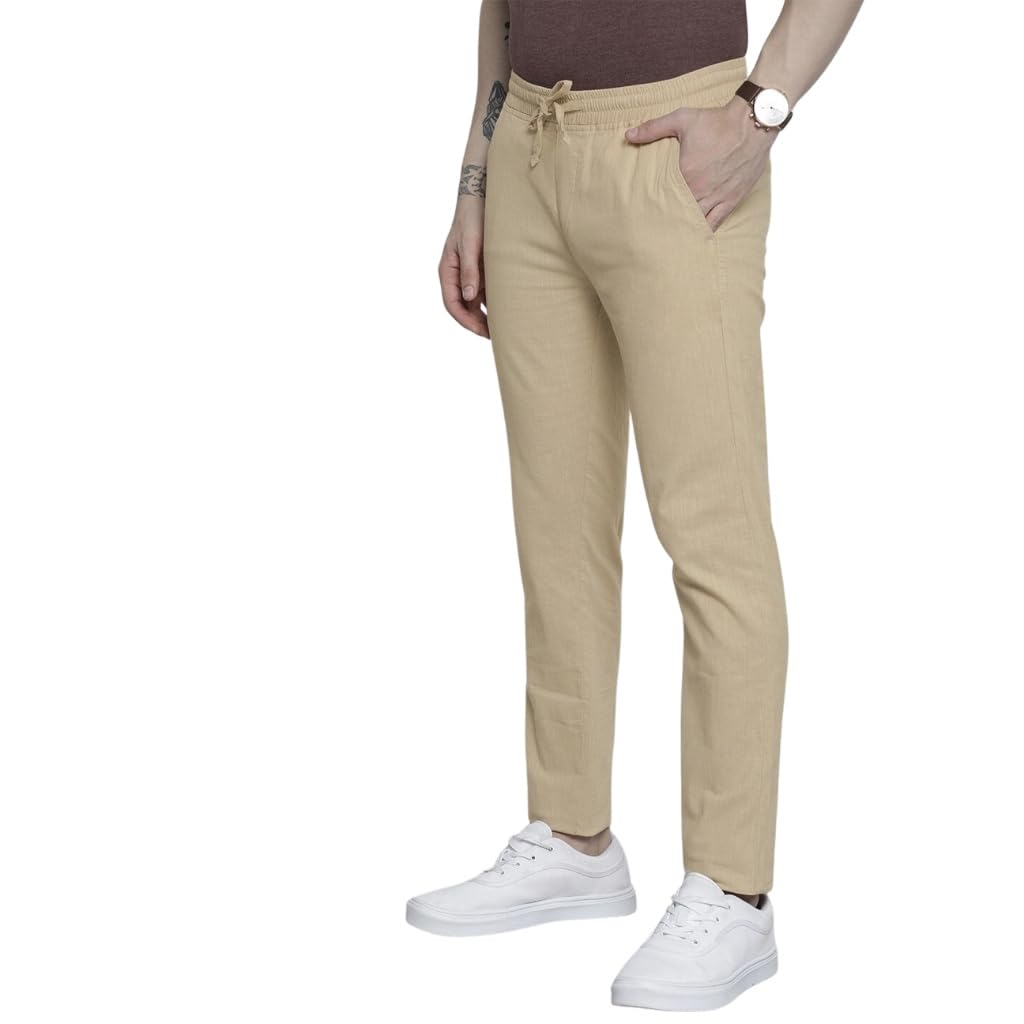 Men's Slim Fit Mid Rise Linen Jogger Trouser