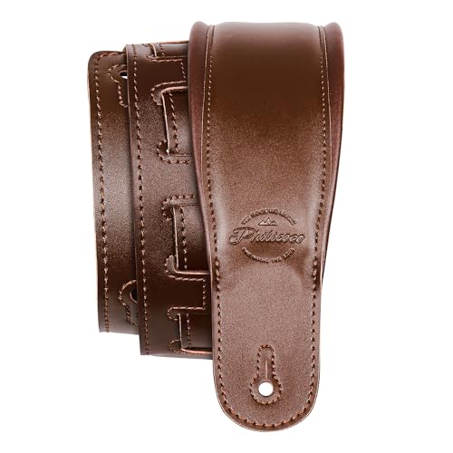 Philicoco - Correa de bajo de piel para guitarra de 8 cm de ancho, acolchada de espuma, ajustable de 47 a...