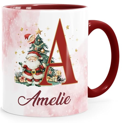 SpecialMe® Tasse Weihnachten Buchstabe Initiale Weihnachtsmann...