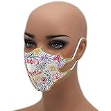Tribal Flowers Blumen 60&deg; waschbar Mehrweg Mundschutz Damen Staubschutz