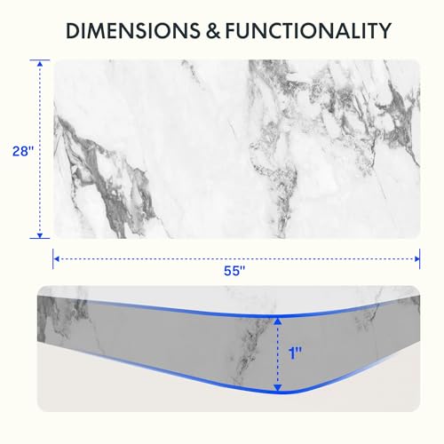 Image of FLEXISPOT EN2 Whole-Piece Standing Desk with Clamp Power Strip, 55 x 28 Electric Stand Up Height Adjustable Desk with Cable Management (White Frame + 55 inch Marble Grey Top, 2 Packages)