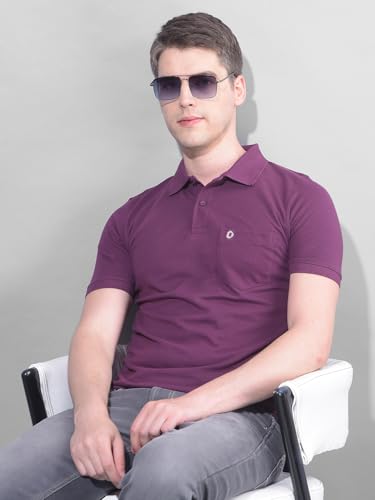 Image of Dollar Men's Pack of 1 Solid Cotton Blend Polo Neck T-Shirt