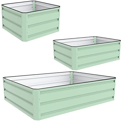 Garden Life Raised Metal Planters in Light Green (2 x Planters 120x90cm)