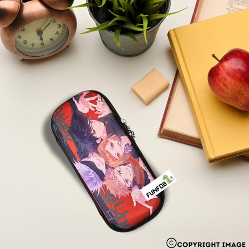 Image of Funfob Polyester Jujutsu Kaisen Pencil Box For School College For Gojo Pen Pencil Or Other Stationery Products Pencil Pouch Travel Or Cosmetic Case | Jujutsu Red