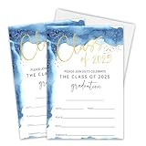 20Pcs Graduation Invitation Cards - 4'x6' Minimalism Blue Double Sided Class Of 2025 Party Invites With Envelopes - University,College,High School Graduation Celebration Announcement Supplies - A05