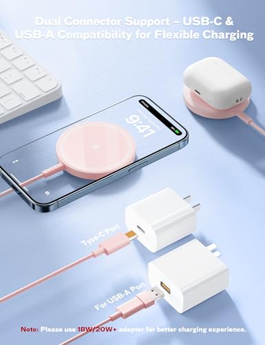 Image of Magnetic Wireless Charger Pad Pink - Home Office Desk