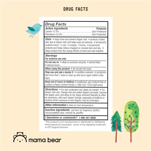 Image of Amazon Brand - Mama Bear Diaper Rash Ointment and Skin Protectant with Cod Liver Oil, 16 Oz, Pack of 1