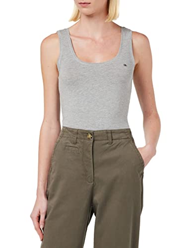 TOM TAILOR Damen Basic Top mit Logo-Stickerei 1032034, 11282 - Silver Grey Melange, 3XL 1