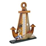 Genérico Termómetro de Escritorio Ancla Vintage de Hierro Estilo Náutico Retro para Decoración de Mesa Mediterránea Interior y Exterior, Adorno Costero Compacto Precisión Ambiental
