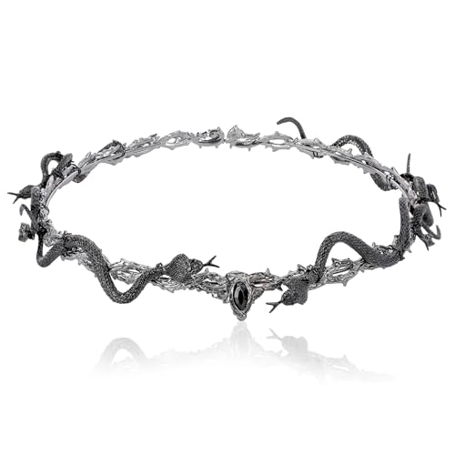 CoTeeZa Medusa Snake Crowns for Wemen - 7.8 Black Crown of Thorns for Greek Goddess Accessories Gothic Queen Circlet Medusa Headpiece for Renaissance Halloween Cosplay Party Prom