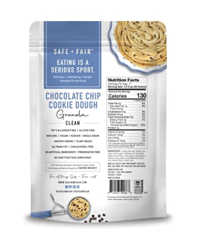 Image of The Safe + Fair Food Company Chocolate Chip Cookie Dough Granola - 12oz | Gluten-free, dairy-free & vegan snack, allergen-free, non-GMO, no artificial ingredients, 12oz pack
