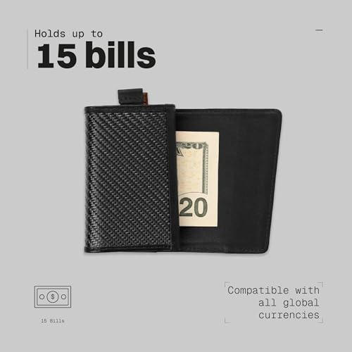 Image of The Frenchie Co. - Speed Wallet - Carbon fiber & full-grain Italian leather - Ultra-slim RFID blocking front pocket wallet - Quick-access minimalist card holder for men & women
