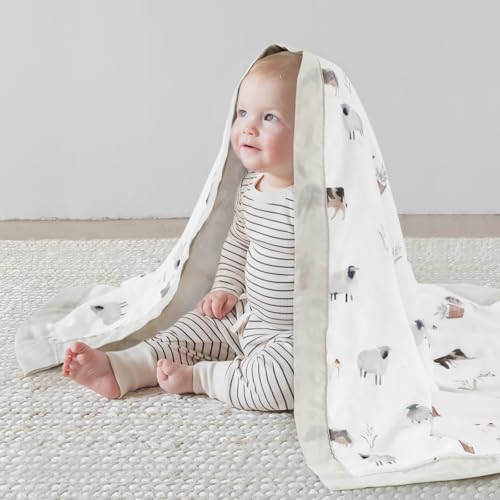 Image of GRSSDER Muslin Cotton Quilt Blanket - Silky Soft and Breathable Baby Blanket Quilt, Oversized Muslin Blankets for Newborns, Toddlers & Kids, 6 Layers Reversible Design for All Seasons, 40 inch x 50 inch