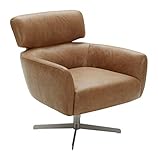 Amazon Brand – Rivet Adrienne Leather Swivel-Base Contemporary Living Room Chair, 29'W, Cognac Brown