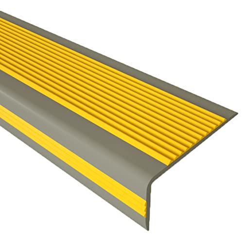 Tapajuntas Suelo Escalera De Goma Amarillo Y Gris, Borde De Protección De Esquina Antideslizante En Forma De L, Listón De Transición De Piso De Borde De Umbral De Puerta De Madera A Baldosa, 5cm De An Cover