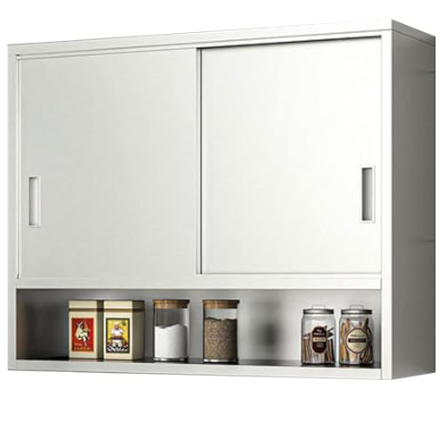 Gabinete de almacenamiento de montaje en pared, de acero inoxidable, con puerta cerrada, organizador de almacenamiento para garaje, cocina, balcón, baño, armario de metal