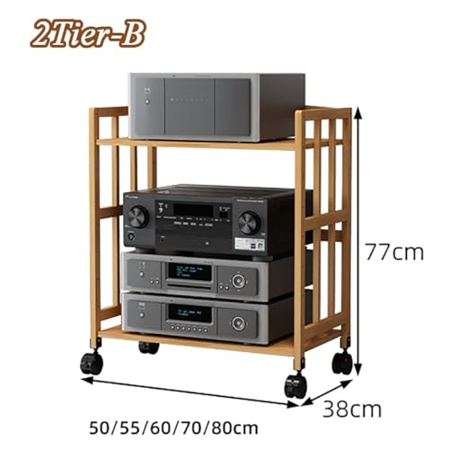 HiFi Rack Av Shelf Media Storage Cabinet, con ruote, Regolabile Scaffalatura video, Stoccaggio attrezzature stereo Rack e supporti, Mobileo-Video Scaffalatura