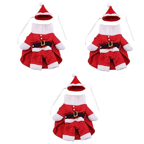 Manteau Debout de noël 3 pièces, costume amusant pour animaux et chien S