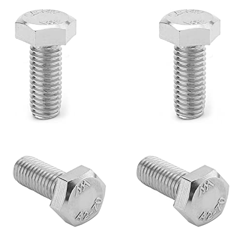 Image of Bettomshin 4Pcs M8 x 20mm Hex Bolts, 304 Stainless Steel 1.25mm Thread Pitch Fully Threaded Metric Hex Head Screw Bolts, Hexagon Screw Bolt, Hex Tap Bolts, Silver (Overall Size 24.8x13x13mm)