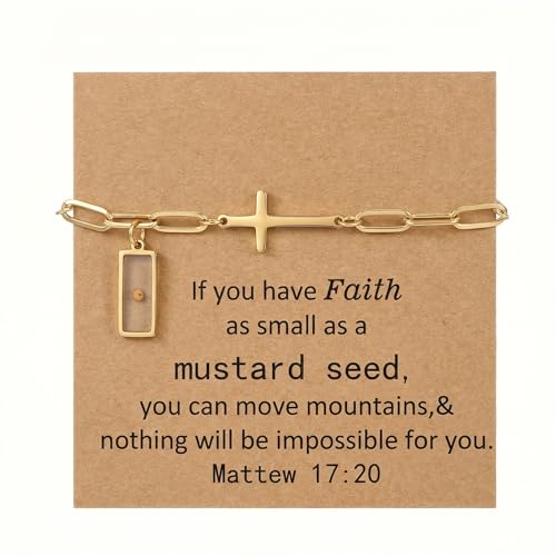 RINHOO Mustard Seed Bracelet Christian Gifts for Women Move Mountains Shell Bracelet Christian Faith Jewelry for Women Valentines Confirmation Gifts (style 2-paperlink 1)
