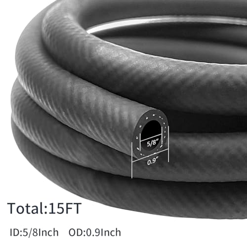 Image of 5 /8 Inch ID NBR Rubber Hose, 15 Feet Fuel Hose Line Transfer Hose for Small Engine Black