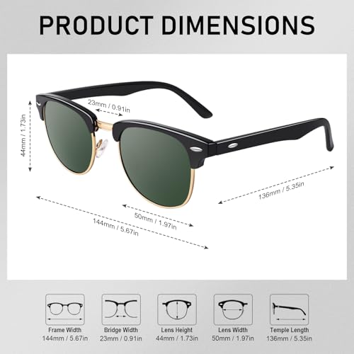 Image of GQUEEN Classic Horn Rimmed Semi Rimless Polarized Sunglasses for Men Women GQO6