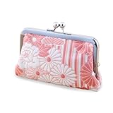 のレン がま口 蝦蟇口 財布 小銭入れ (ミニ角型/ふくれ織 -ピンク) 11.5×7.5cm /日本製 二重織物 がま口 がま口財布 蝦蟇口財布 コインケース カードケース 印鑑ケース 小さい 和柄 着物生地 レディース