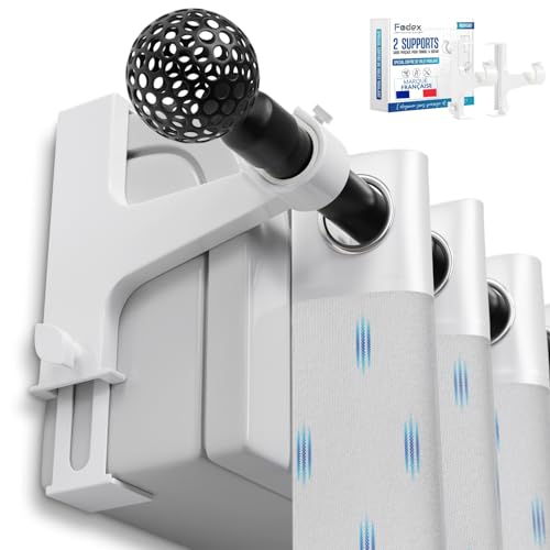 FODEX Ensemble de 2 Supports pour Tringle à Rideaux Sans Perçage et Sans Outil - Spécial Coffre de Volet Roulant - MODÈLE Optimisé pour tringles de Ø16 à 28mm-En...