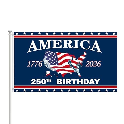 250 Anniversary Flag 3x5 Ft 2 Sided 3 Layers 250th Anniversary Flag We The People 1776-2026 250 Years Birthday Patriotic Decor for Outdoor Front Door Porch Wall (A)