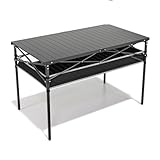 Faltbarer Aluminium-Picknicktisch für Camping, höhenverstellbar, leicht, tragbar, Outdoor-Tisch...