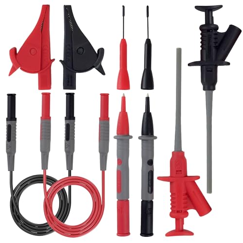 Image of ZIBOO KIT-12 Multimeter Test Leads Kit,with Alligator Clips Piercing Needle Non-destructive Test Probe,Flexibility Hook Clip,Slim-Reach Test Probe, for High Voltage Oscilloscope Differential Probe Kit
