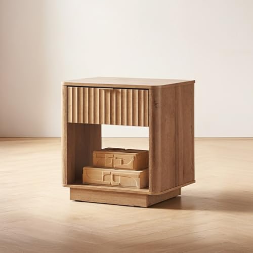 mopio Brooklyn Fluted Nightstand with Drawer and Open...