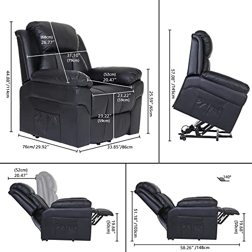 Givenusmyf Home Power Recliners, Comfortable Recliner Chairs For Adults & Elderly, Electric Lift Chair Sofas Leather Massage Recliner Chair For Living Room Black #TOP2