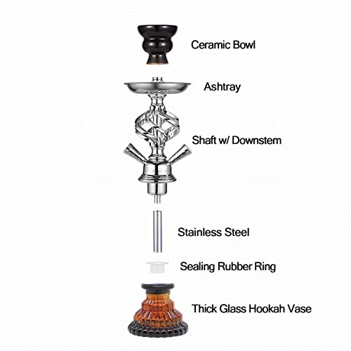 Shisha-Set 2 Schlauch 14,2" Shisha mit Mini-Kürbis-Glassockel Keramik-Huka-Schüssel Verbesserte Shisha tragbares Shisha-Becher-Set – Bild 6