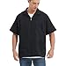 TopTie Unisex Zip Front Smock Short-Sleeve Zippered Work Shirt Utility Jacket-Black-XL