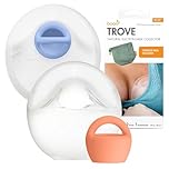Boon TROVE Silicone Manual Breast Pump with Travel Pouch - Hands Free Breast Pump - Passive Breast Milk Collector Shell for Newborns - Breastfeeding Essentials - 2 Count Clear B11531