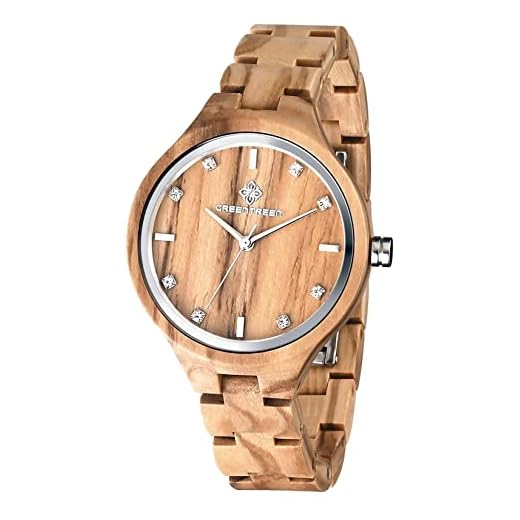 Amexi Reloj de madera para mujer, hecho a mano mujeres relojes de madera para señoras con banda ajustable de Minium, liviano y cómodo