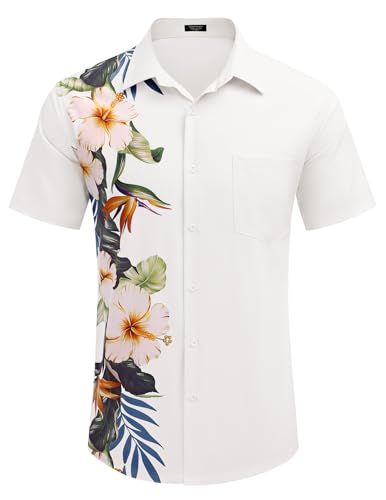 COOFANDY Mens Hawaiian Tropical Shirts Short Sleeve Button Down Summer Beach Shirt with Pocket4