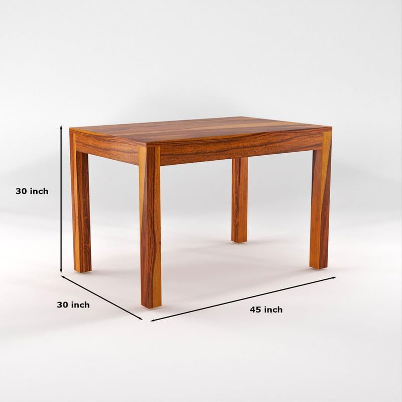 Image of Solid Sheesham Wood Dining Room Sets 4 Seater Dining Table with 3 Chairs & 1 Bench for Dining Room, Living Room, Kitchen, Hotel, Restaurant, Cafeteria (Standard, Honey Finish) (Honey Finish)