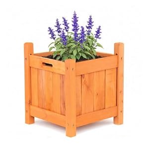 Oypla Garden Wooden Square Flower Planter Ornamental Plant Pot