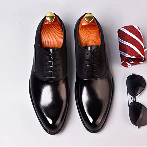 Lace Up Formal Dress Shoes，Men's Business Leather Shoes Handmade Cowhide Urban Walking Party Wedding Banquet,Black- 45/UK 10.5/US 112