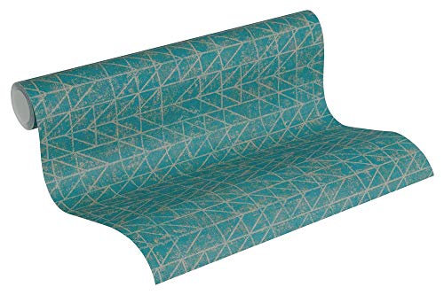 A.S. Création Vliestapete Ethnic Origin Tapete Vintage geometrisch grafisch 10,05 m x 0,53 m blau grün metallic Made in Germany 371744 37174-4