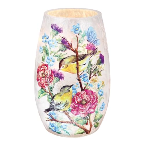 Stony Creek Illuminated Lighted Vase – Hand-Painted Floral & 2