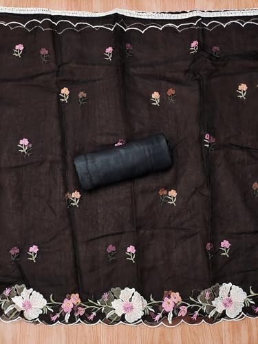 Image of Pandadi Saree Women's Cotton Embroidery Unstitched Salwar Suit Dress Material