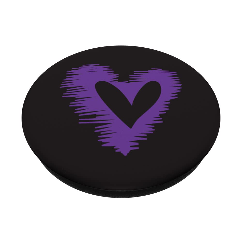 Soft Purple Hand Drawn Heart Minimalist Love PopSockets Swappable PopGrip