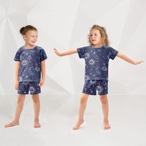 Sun Moon Stars Pajama Set, Short Sleeve Cotton Sleepwear Nightwear4