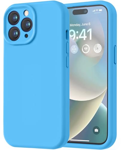 Image of LOVE 3000 Designed for iPhone 14 Pro Max Case, Premium Silicone with [Soft Anti-Scratch Microfiber Lining] Shockproof Protective Phone Case for Men Women Girls 6.7 inch, Blue